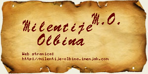 Milentije Olbina vizit kartica